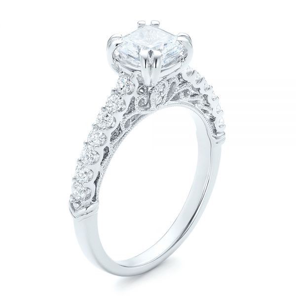 14k White Gold 14k White Gold Vintage Diamond Engagement Ring - Three-Quarter View -  102550