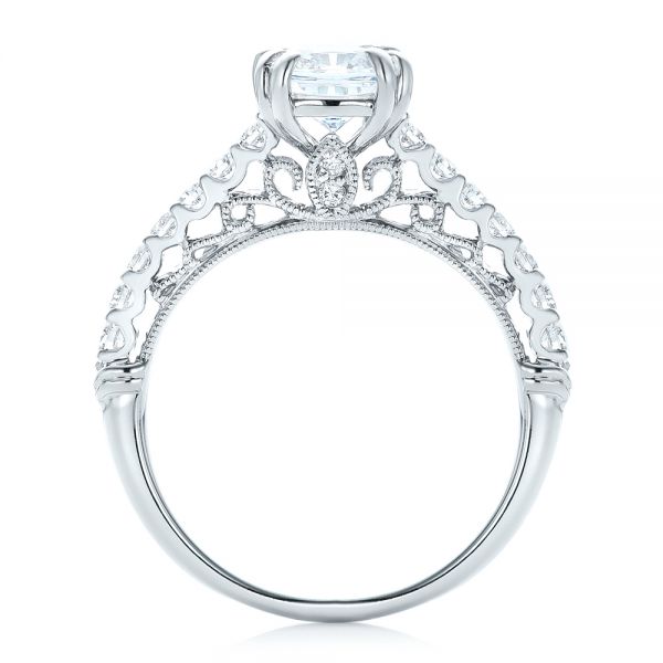 18k White Gold Vintage Diamond Engagement Ring - Front View -  102550