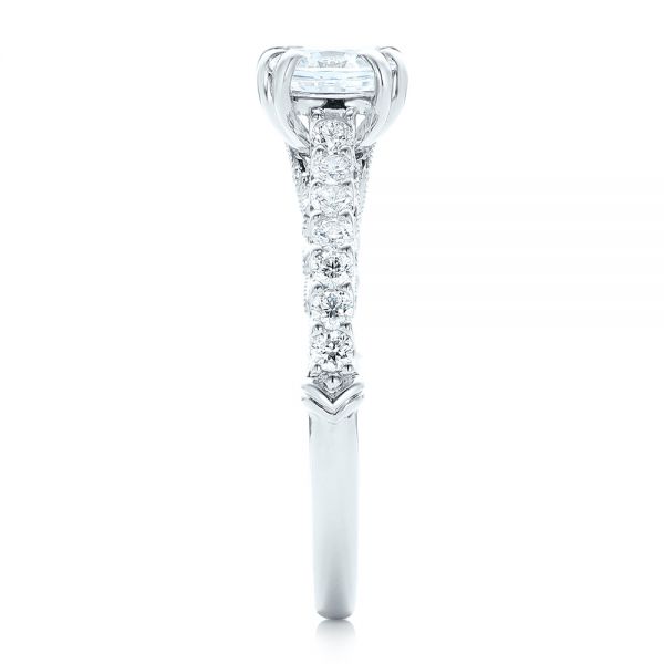 18k White Gold Vintage Diamond Engagement Ring - Side View - 102550
