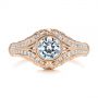 18k Rose Gold 18k Rose Gold Vintage Dome Bezel Diamond Engagement Ring - Top View -  105795 - Thumbnail