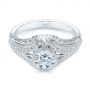 18k White Gold Vintage Dome Bezel Diamond Engagement Ring - Flat View -  105795 - Thumbnail
