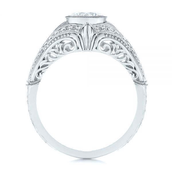 18k White Gold Vintage Dome Bezel Diamond Engagement Ring - Front View - 105795