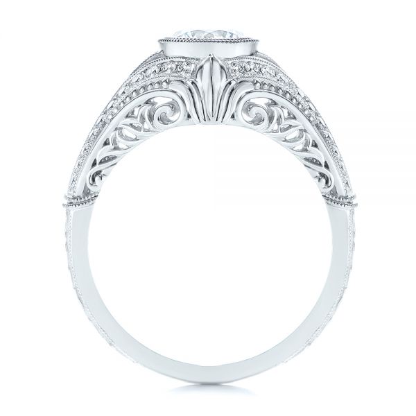 14k White Gold 14k White Gold Vintage Dome Bezel Diamond Engagement Ring - Front View -  105795