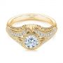14k Yellow Gold 14k Yellow Gold Vintage Dome Bezel Diamond Engagement Ring - Flat View -  105795 - Thumbnail
