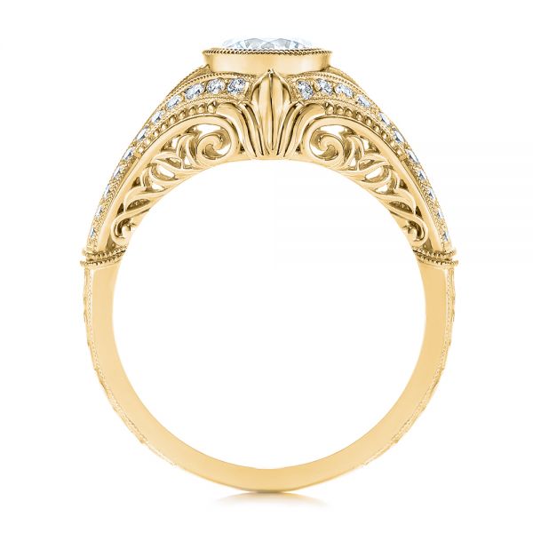18k Yellow Gold 18k Yellow Gold Vintage Dome Bezel Diamond Engagement Ring - Front View -  105795