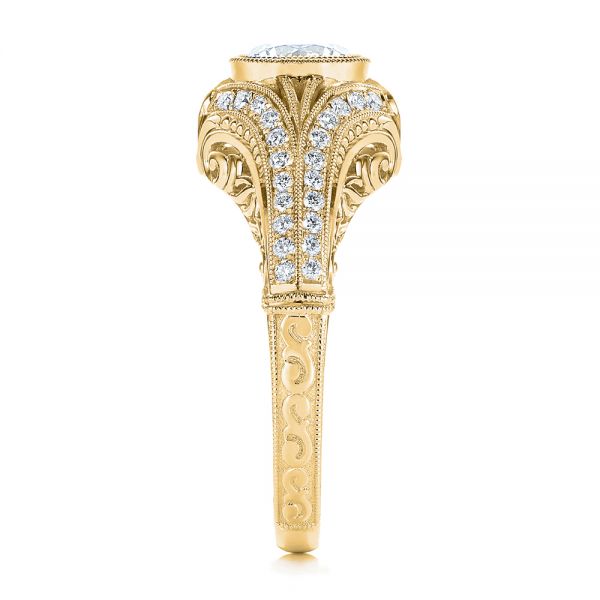 18k Yellow Gold 18k Yellow Gold Vintage Dome Bezel Diamond Engagement Ring - Side View - 105795