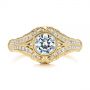 18k Yellow Gold 18k Yellow Gold Vintage Dome Bezel Diamond Engagement Ring - Top View -  105795 - Thumbnail