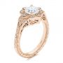 14k Rose Gold 14k Rose Gold Vintage Floral Diamond Halo Engagement Ring - Three-Quarter View -  105767 - Thumbnail
