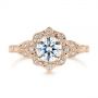 18k Rose Gold 18k Rose Gold Vintage Floral Diamond Halo Engagement Ring - Top View -  105767 - Thumbnail