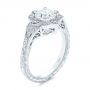 14k White Gold Vintage Floral Diamond Halo Engagement Ring - Three-Quarter View -  105767 - Thumbnail