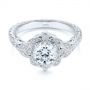  Platinum Platinum Vintage Floral Diamond Halo Engagement Ring - Flat View -  105767 - Thumbnail