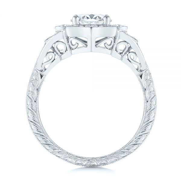  Platinum Platinum Vintage Floral Diamond Halo Engagement Ring - Front View -  105767