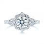 14k White Gold Vintage Floral Diamond Halo Engagement Ring - Top View -  105767 - Thumbnail