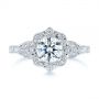 18k White Gold 18k White Gold Vintage Floral Diamond Halo Engagement Ring - Top View -  105767 - Thumbnail