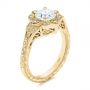 18k Yellow Gold 18k Yellow Gold Vintage Floral Diamond Halo Engagement Ring - Three-Quarter View -  105767 - Thumbnail