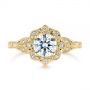 18k Yellow Gold 18k Yellow Gold Vintage Floral Diamond Halo Engagement Ring - Top View -  105767 - Thumbnail