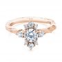 18k Rose Gold 18k Rose Gold Vintage Inspired Cluster Engagement Ring - Flat View -  107275 - Thumbnail
