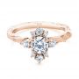 14k Rose Gold 14k Rose Gold Vintage Inspired Cluster Engagement Ring - Flat View -  107275 - Thumbnail
