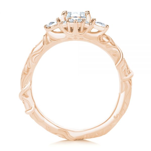 18k Rose Gold 18k Rose Gold Vintage Inspired Cluster Engagement Ring - Front View -  107275