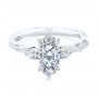 14k White Gold 14k White Gold Vintage Inspired Cluster Engagement Ring - Flat View -  107275 - Thumbnail