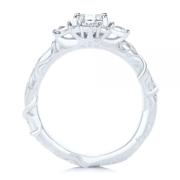 14k White Gold 14k White Gold Vintage Inspired Cluster Engagement Ring - Front View -  107275