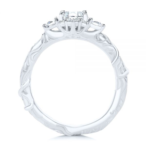  Platinum Platinum Vintage Inspired Cluster Engagement Ring - Front View -  107275