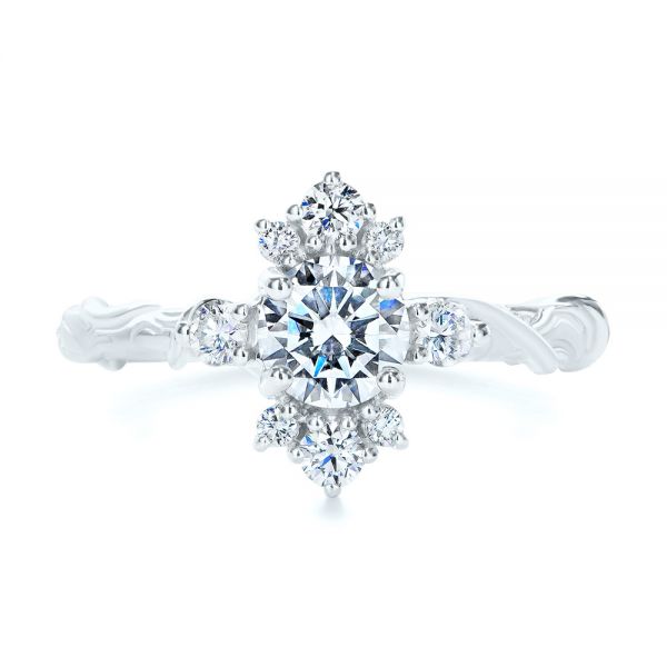  Platinum Platinum Vintage Inspired Cluster Engagement Ring - Top View -  107275