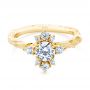 18k Yellow Gold 18k Yellow Gold Vintage Inspired Cluster Engagement Ring - Flat View -  107275 - Thumbnail