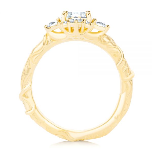 14k Yellow Gold Vintage Inspired Cluster Engagement Ring - Front View -  107275