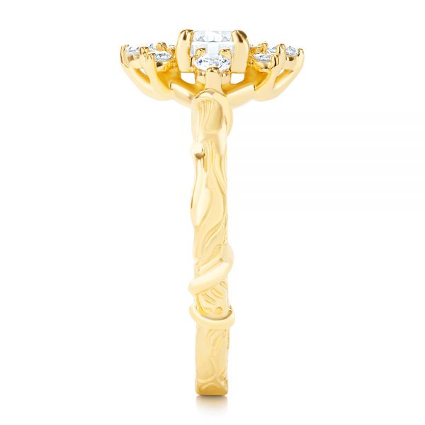 18k Yellow Gold 18k Yellow Gold Vintage Inspired Cluster Engagement Ring - Side View -  107275