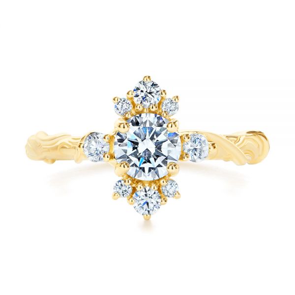 18k Yellow Gold 18k Yellow Gold Vintage Inspired Cluster Engagement Ring - Top View -  107275