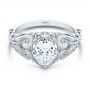  14K Gold Vintage Inspired Diamond Engagement Ring - Flat View -  107266 - Thumbnail