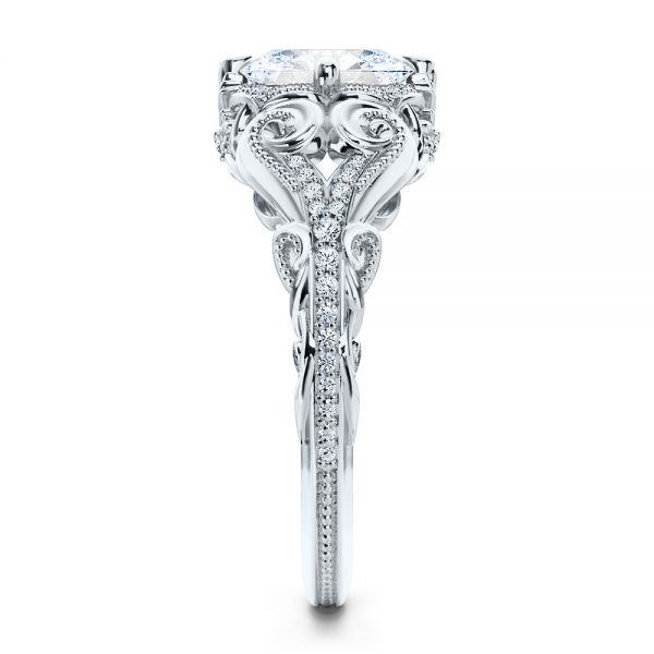  Platinum Platinum Vintage Inspired Diamond Engagement Ring - Side View -  107266