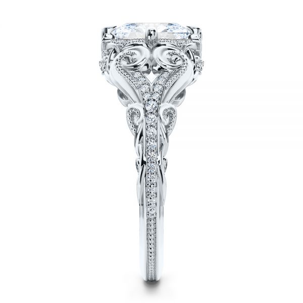 18K Gold 18K Gold Vintage Inspired Diamond Engagement Ring - Side View - 107266