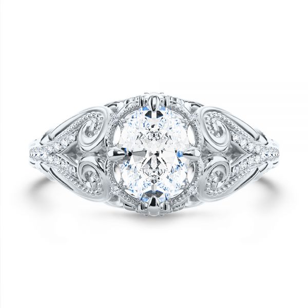  Platinum Platinum Vintage Inspired Diamond Engagement Ring - Top View -  107266
