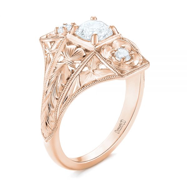 14k Rose Gold 14k Rose Gold Vintage Style Diamond Engagement Ring - Three-Quarter View -  103510