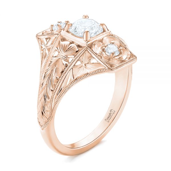 14k Rose Gold 14k Rose Gold Vintage Style Diamond Engagement Ring - Three-Quarter View - 103510