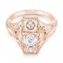 14k Rose Gold 14k Rose Gold Vintage Style Diamond Engagement Ring - Flat View -  103510 - Thumbnail