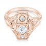 14k Rose Gold 14k Rose Gold Vintage Style Diamond Engagement Ring - Flat View -  103510 - Thumbnail