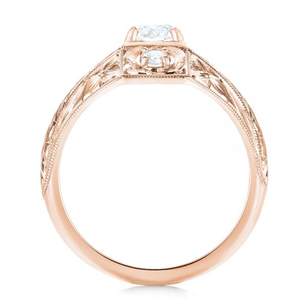 18k Rose Gold 18k Rose Gold Vintage Style Diamond Engagement Ring - Front View -  103510