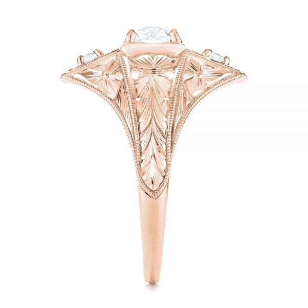 14k Rose Gold 14k Rose Gold Vintage Style Diamond Engagement Ring - Side View - 103510