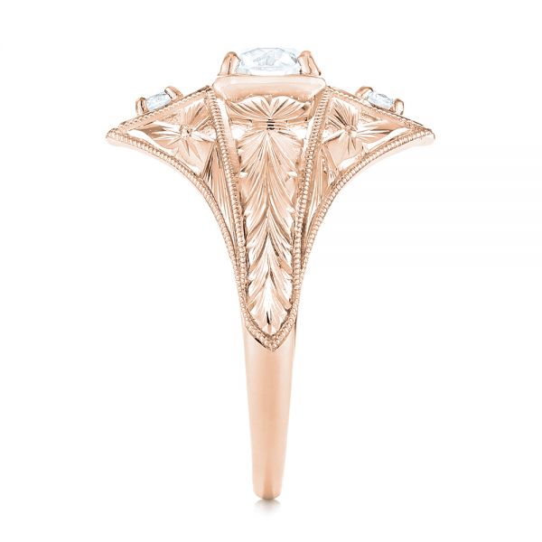 14k Rose Gold 14k Rose Gold Vintage Style Diamond Engagement Ring - Side View -  103510