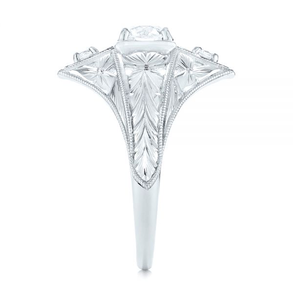  Platinum Vintage Style Diamond Engagement Ring - Side View -  103510
