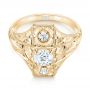 18k Yellow Gold 18k Yellow Gold Vintage Style Diamond Engagement Ring - Flat View -  103510 - Thumbnail