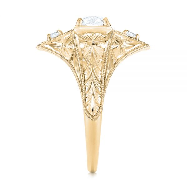 18k Yellow Gold 18k Yellow Gold Vintage Style Diamond Engagement Ring - Side View - 103510