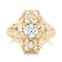 18k Yellow Gold 18k Yellow Gold Vintage Style Diamond Engagement Ring - Top View -  103510 - Thumbnail