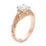 18k Rose Gold 18k Rose Gold Vintage Style Filigree Engagement Ring - Three-Quarter View -  105792 - Thumbnail