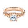 14k Rose Gold 14k Rose Gold Vintage Style Filigree Engagement Ring - Flat View -  105792 - Thumbnail