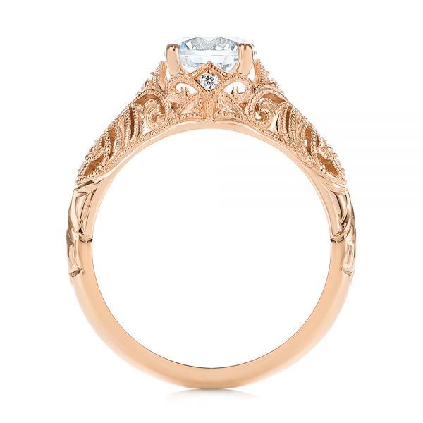 14k Rose Gold 14k Rose Gold Vintage Style Filigree Engagement Ring - Front View -  105792