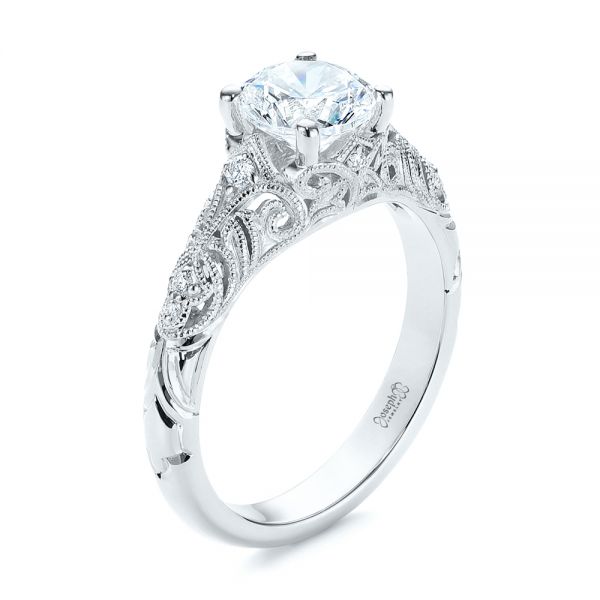  Platinum Platinum Vintage Style Filigree Engagement Ring - Three-Quarter View -  105792